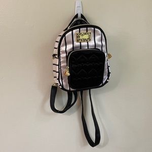 Betsey Johnson black and pink mini backpack